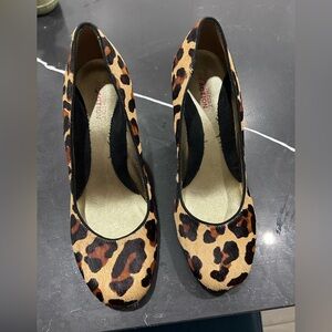 Kenneth Cole Leopard Print Pumps with Red Wedge